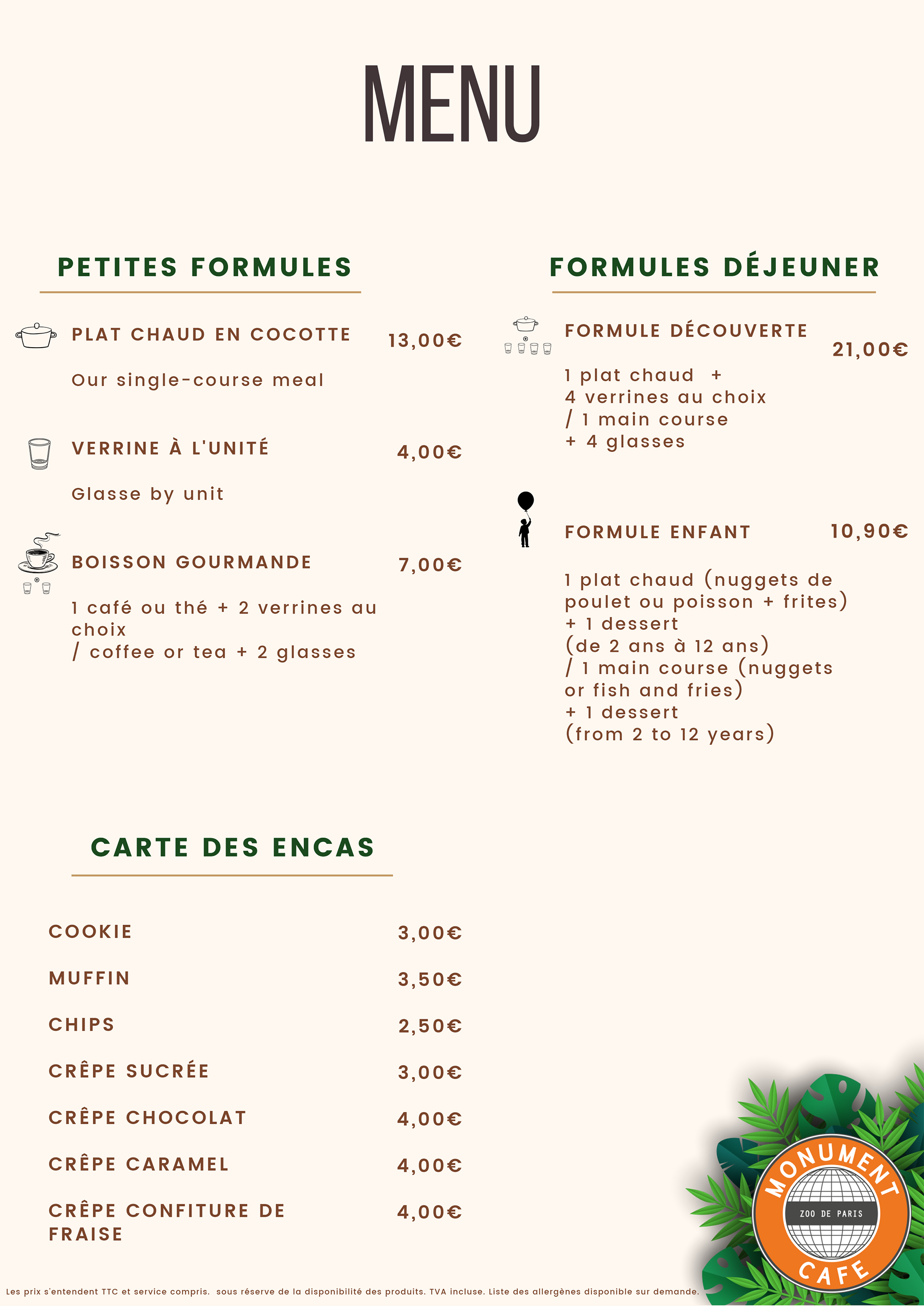 Menu Zoo de Paris 01